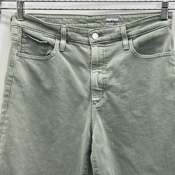 AG The Etta High Waisted‎ Wide Leg Crop Jeans Women’s 31 (32/25) Sage Green - Picture 2 of 12